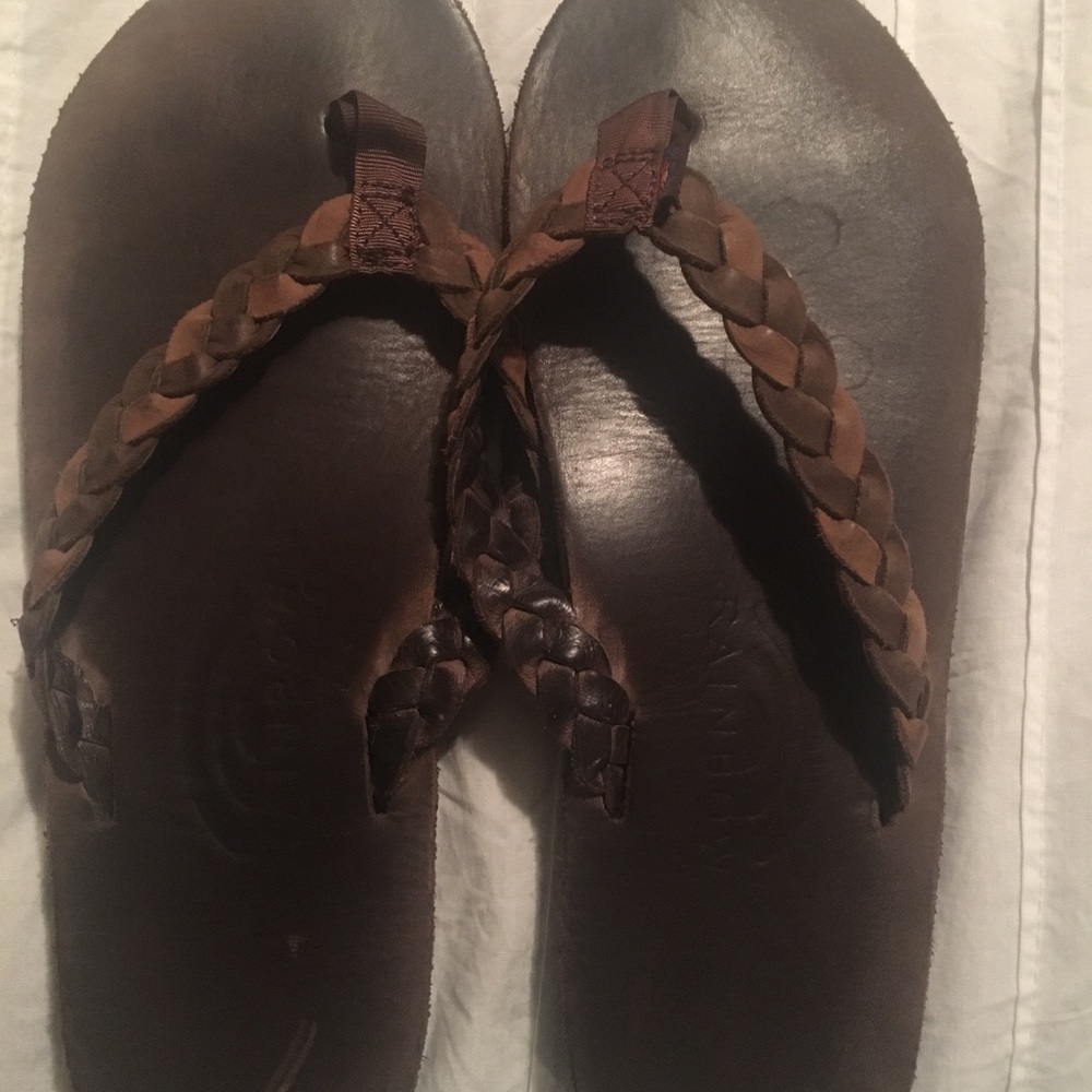 Rainbow braided straps size 4/5 dark brown leather